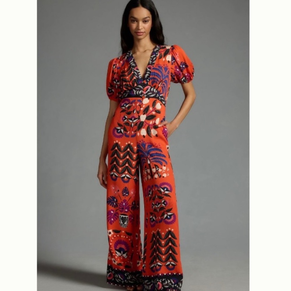 FARM Rio Vibrant Orange Jumpsuit NWT!